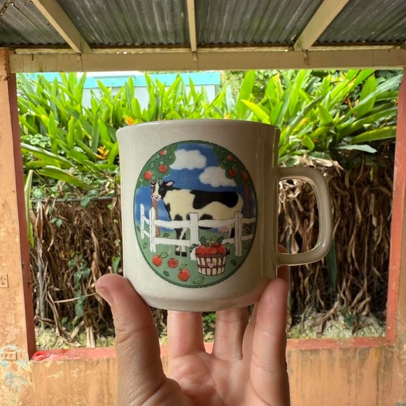 Vintage Gibson Mug Cow Farmhouse Apple Orchard Scene - Picture 6 of 6